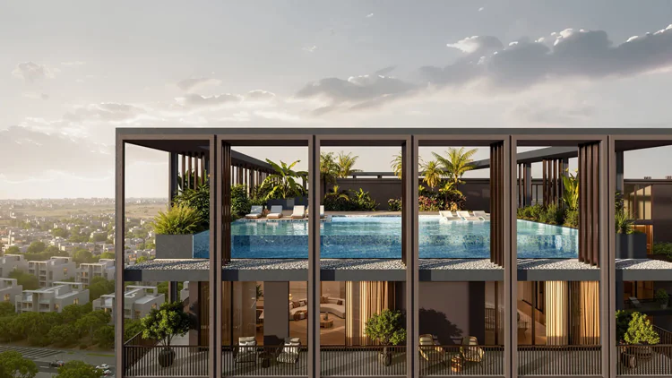 The Archive is a fully furnished residential development by Imtiaz Developments in Dubai Land Residence Complex. Its concept is centred around reading, quiet living and thoughtfully designed shared spaces.