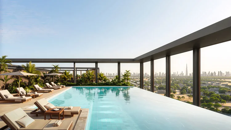 The Archive is a fully furnished residential development by Imtiaz Developments in Dubai Land Residence Complex. Its concept is centred around reading, quiet living and thoughtfully designed shared spaces.