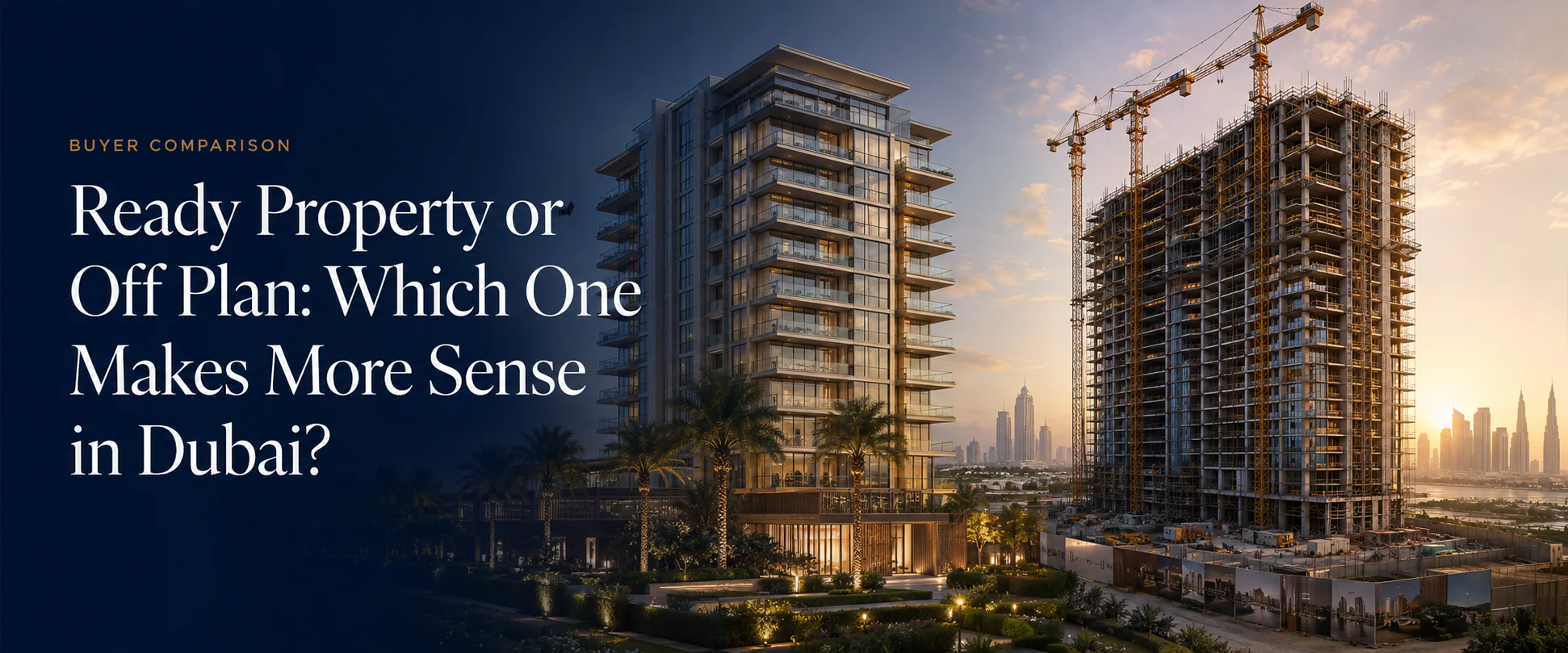 Compare ready and off plan property in Dubai by cash flow, payment schedule, mortgage access, inspection, delivery risk and resale options.