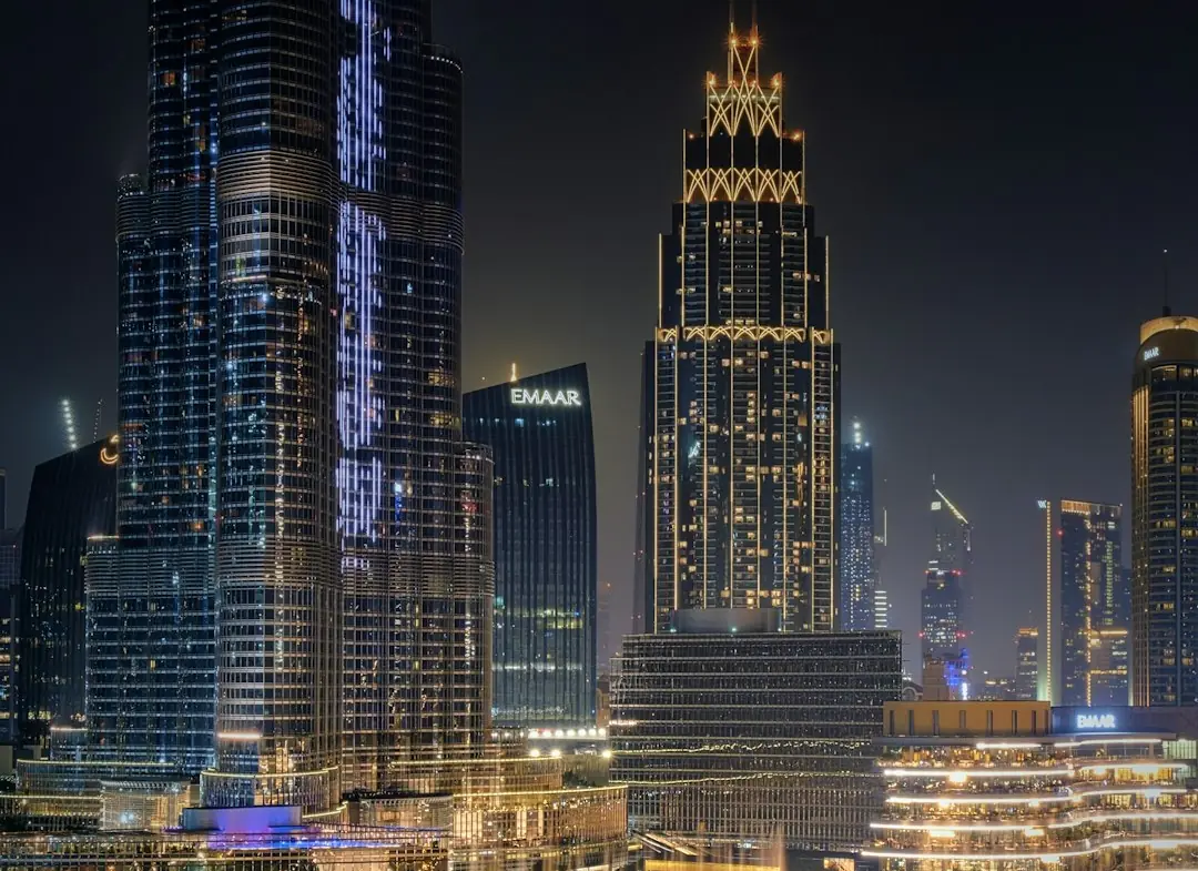 Downtown Dubai and the Dubai Fountain skyline