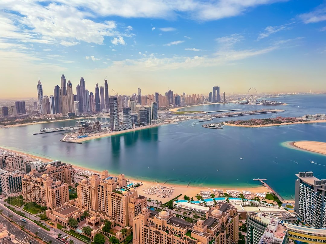 Aerial view of Dubai Marina waterfront community